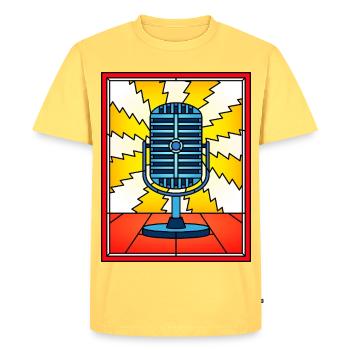 Stained Glass Vintage Microphone - Men's Premium Organic T-Shirt - sky yellow - Front - AI Model Male 185 dark (185cm)