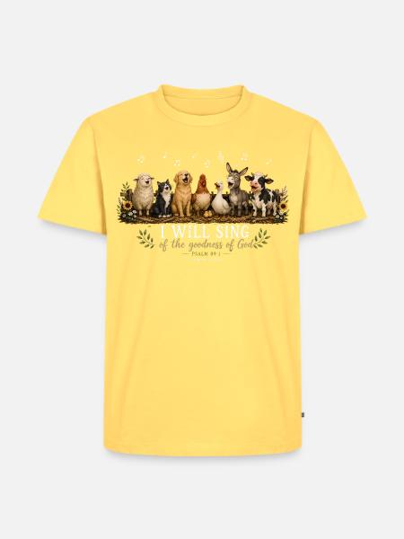 Psalm 89 Bauernhoftiere - Männer Premium Bio T-Shirt - Pastellgelb