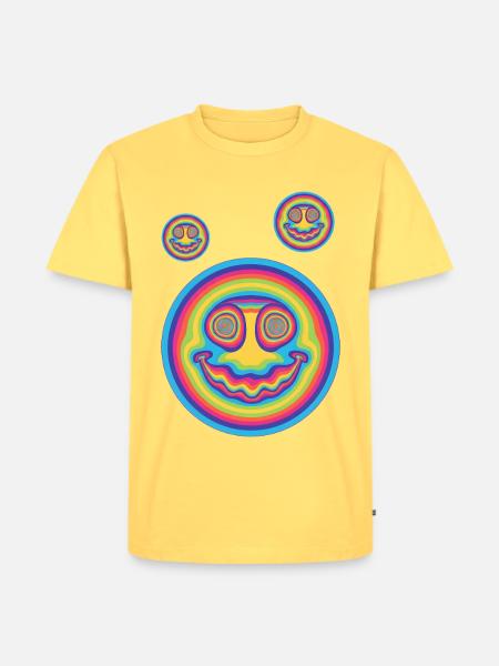 Hippie-Musik Psychedelisch-Pilz-Batik-Rave-Techno - Männer Premium Bio T-Shirt - Pastellgelb