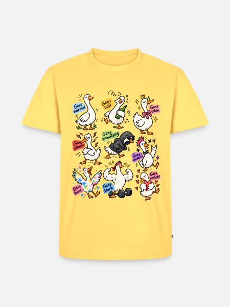 Gans lustige Gänse Wortspiele - Männer Premium Bio T-Shirt - Pastellgelb