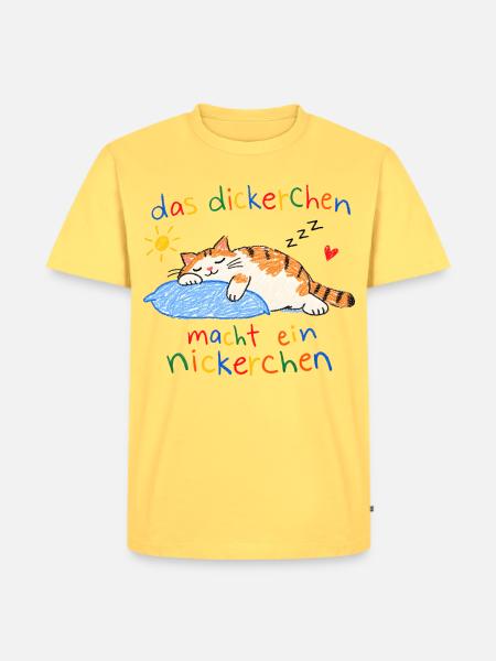 Das Dickerchen macht ein Nickerchen - Männer Premium Bio T-Shirt - Pastellgelb