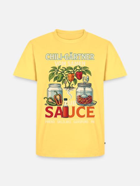 Chili-Gärtner Vom Samen Zur Sauce - Männer Premium Bio T-Shirt - Pastellgelb