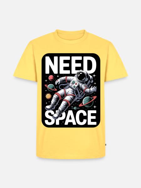 I Need Space - Männer Premium Bio T-Shirt - Pastellgelb