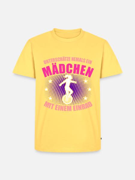 Einrad Einradfahrerin - Männer Premium Bio T-Shirt - Pastellgelb
