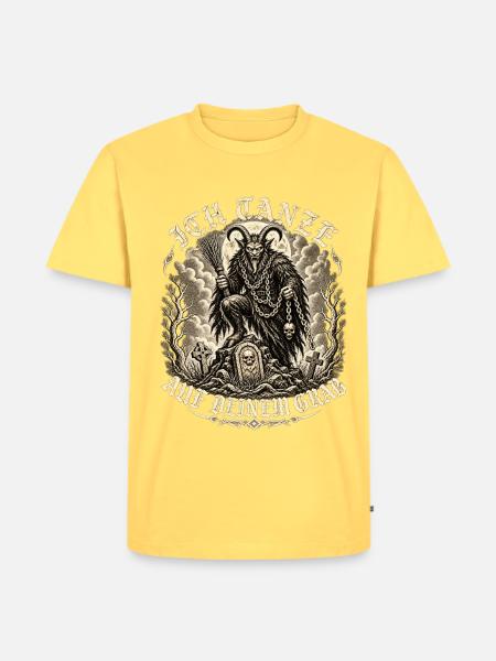Teufelsbock mit Sense - Männer Premium Bio T-Shirt - Pastellgelb