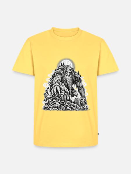 Düsterer Waldtroll im Mondschein - Männer Premium Bio T-Shirt - Pastellgelb