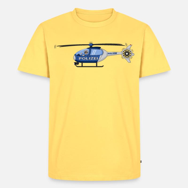 Polizei Hubschrauber Pilot - Männer Premium Bio T-Shirt - Pastellgelb