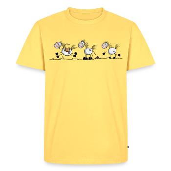 Motif de cheval en forme de bonhomme bâton drôles - T-shirt Premium bio Homme - jaune pastel - Devant - AI Model Male 185 dark (185cm)