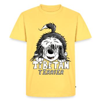 Mignon Terrier tibétain - T-shirt Premium bio Homme - jaune pastel - Devant - AI Model Male 185 dark (185cm)