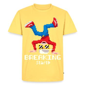 Pixel Breakdance B-Boy | Retro 8-Bit Hip Hop - Men's Premium Organic T-Shirt - sky yellow - Front - AI Model Male 185 dark (185cm)