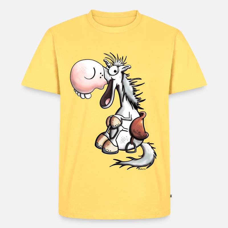 Pamina das Pferd - Männer Premium Bio T-Shirt - Pastellgelb