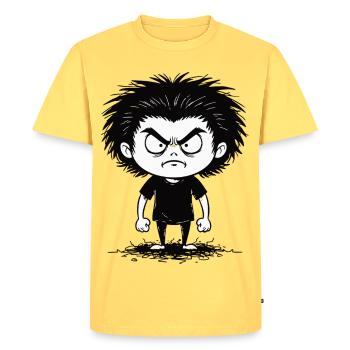 Child Anger Determination Black and White - Men's Premium Organic T-Shirt - sky yellow - Front - AI Model Male 185 dark (185cm)