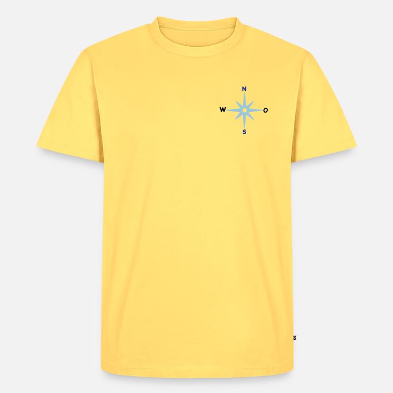 Kompass Himmelsrichtungen Sternkompass maritim - Männer Premium Bio T-Shirt - Pastellgelb