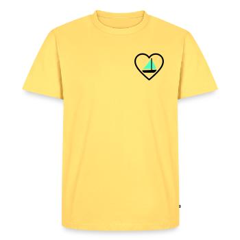 Cuore Vela – Passione Navigazione - T-shirt Premium bio Homme - jaune pastel - Devant - AI Model Male 185 dark (185cm)