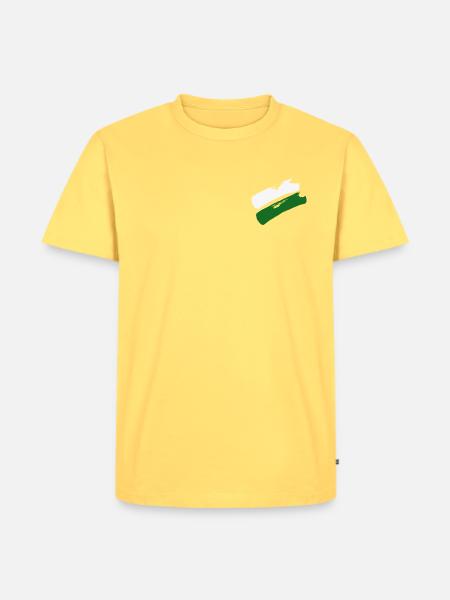 Sachsen Flagge - Pinselstriche - Männer Premium Bio T-Shirt - Pastellgelb