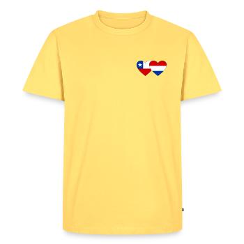 Chile_Holland_Flagge_Herz - Men's Premium Organic T-Shirt - sky yellow - Front - AI Model Male 185 dark (185cm)