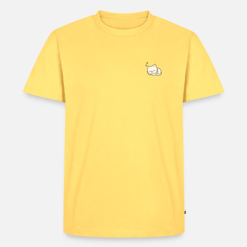 Schläfrige Katze - Männer Premium Bio T-Shirt - Pastellgelb