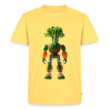 CELERY BOT - The Cute Bio-Organic Robot - Men's Premium Organic T-Shirt - sky yellow - Front - AI Model Male 185 dark (185cm)