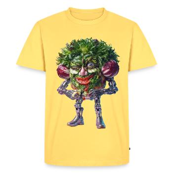 Expressive Salad Cyborg: Sci-Fi Nature Art - Men's Premium Organic T-Shirt - sky yellow - Front - AI Model Male 185 dark (185cm)