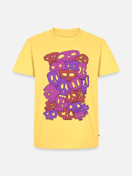 Skulls (Reds, transparente Augen) - Männer Premium Bio T-Shirt - Pastellgelb