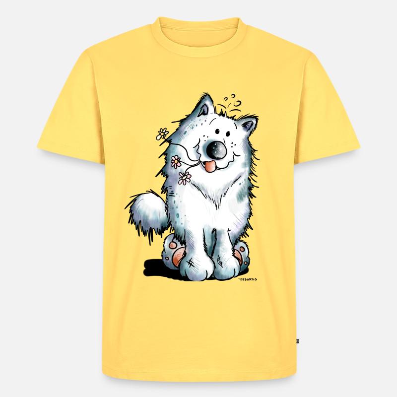 Knuffiger Samojede - Männer Premium Bio T-Shirt - Pastellgelb