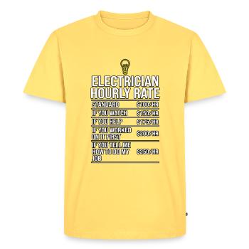 Électricien Taux horaire Té - T-shirt Premium bio Homme - jaune pastel - Devant - AI Model Male 185 dark (185cm)
