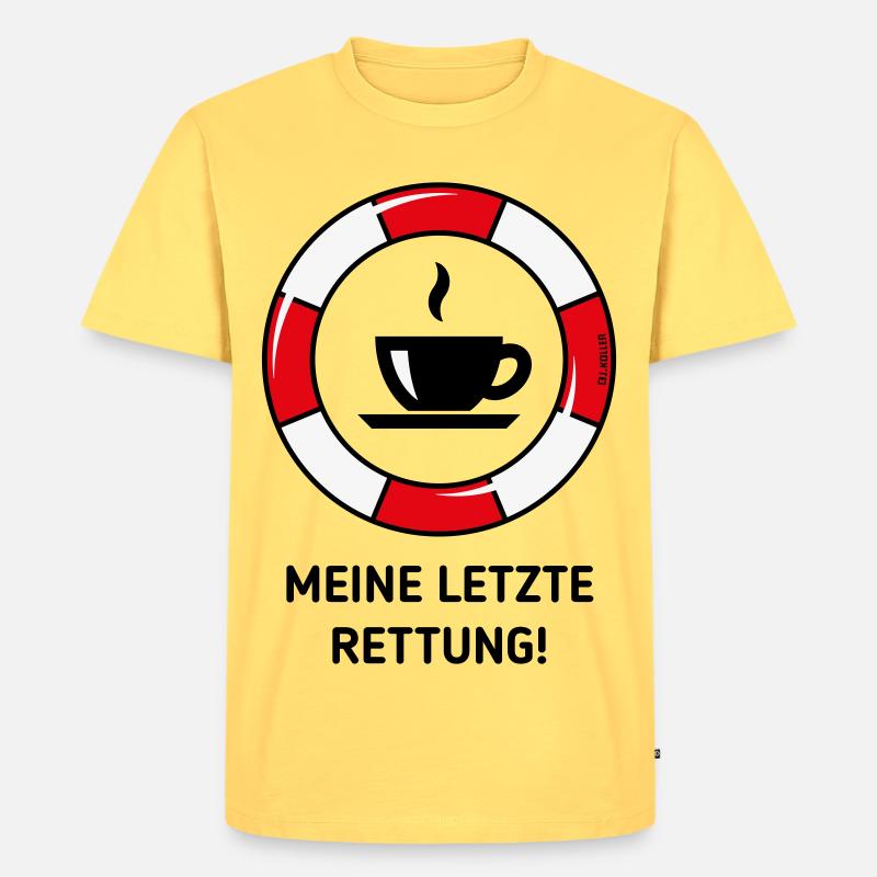 Meine Letzte Rettung! (Kaffee Kaffeetrinker POS3C) - Männer Premium Bio T-Shirt - Pastellgelb