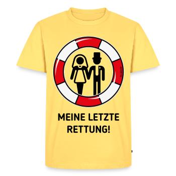 My last resort! (Wedding Newlyweds / POS3C) - Men's Premium Organic T-Shirt - sky yellow - Front - AI Model Male 185 dark (185cm)