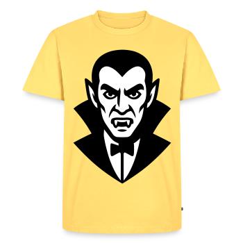 Vampire Portrait Illustration - Men's Premium Organic T-Shirt - sky yellow - Front - AI Model Male 185 dark (185cm)