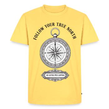 Compass of Adventure Trails - Men's Premium Organic T-Shirt - sky yellow - Front - AI Model Male 185 dark (185cm)
