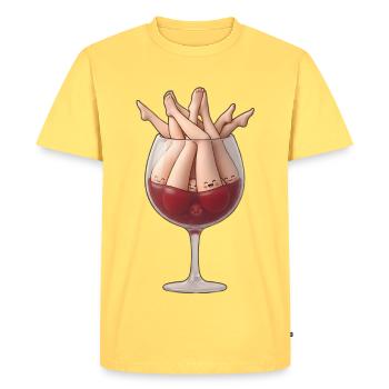 Whimsical Wine Glass Legs - Men's Premium Organic T-Shirt - sky yellow - Front - AI Model Male 185 dark (185cm)