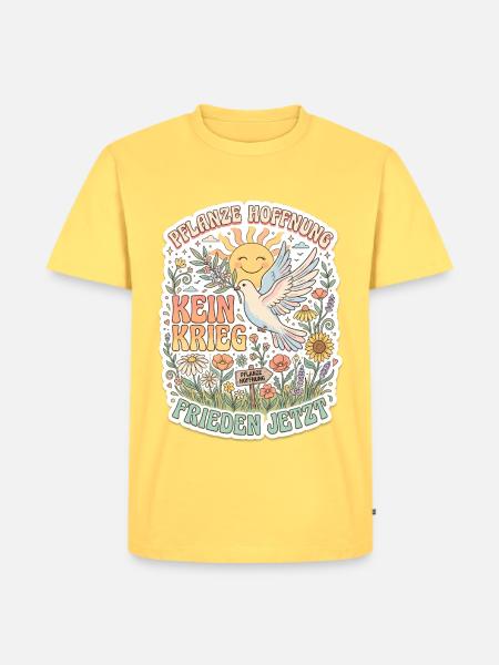 Frieden Jetzt Pflanze Hoffnung - Männer Premium Bio T-Shirt - Pastellgelb