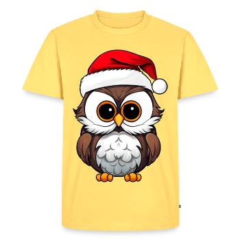 Owls Christmas - Men's Premium Organic T-Shirt - sky yellow - Front - AI Model Male 185 dark (185cm)