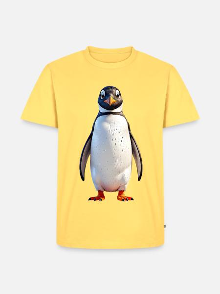 Pinguin - Männer Premium Bio T-Shirt - Pastellgelb