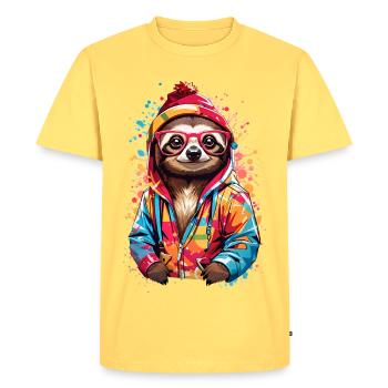 Cool sloth - Men's Premium Organic T-Shirt - sky yellow - Front - AI Model Male 185 dark (185cm)