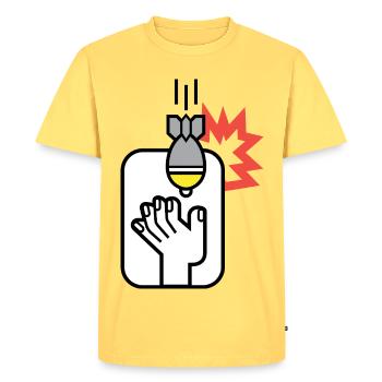 Graphique Main avec Détonateur de Bombe - T-shirt Premium bio Homme - jaune pastel - Devant - AI Model Male 185 dark (185cm)
