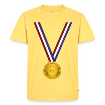 Medaille d'Excellence Maman - T-shirt Premium bio Homme - jaune pastel - Devant - AI Model Male 185 dark (185cm)