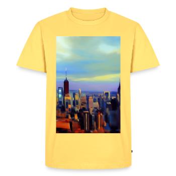 Horizon de la ville de New York - T-shirt Premium bio Homme - jaune pastel - Devant - AI Model Male 185 dark (185cm)