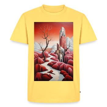 Snowy Fantasy Landscape - Men's Premium Organic T-Shirt - sky yellow - Front - AI Model Male 185 dark (185cm)