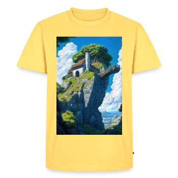 Mountain house landscape - Men's Premium Organic T-Shirt - sky yellow - Front - AI Model Male 185 dark (185cm)