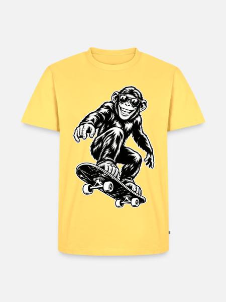 Skater Ape - Männer Premium Bio T-Shirt - Pastellgelb