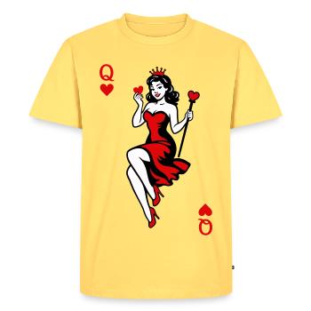 Reine du Cœur en Rouge - T-shirt Premium bio Homme - jaune pastel - Devant - AI Model Male 185 dark (185cm)