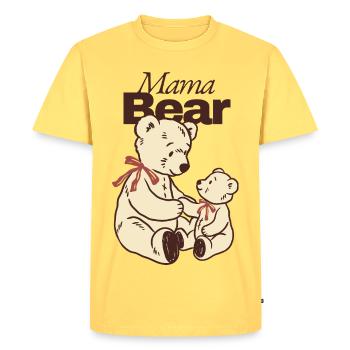 Mom Bear and Child Soft Toy - Men's Premium Organic T-Shirt - sky yellow - Front - AI Model Male 185 dark (185cm)