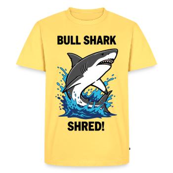 Bulldog Shark Shred Shark Sea Bull - Men's Premium Organic T-Shirt - sky yellow - Front - AI Model Male 185 dark (185cm)
