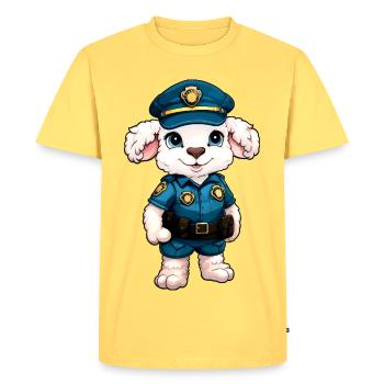 Sheep Police - Men's Premium Organic T-Shirt - sky yellow - Front - AI Model Male 185 dark (185cm)