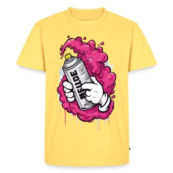 Bombe aérosol graffiti - Urban Street Art Design - T-shirt Premium bio Homme - jaune pastel - Devant - AI Model Male 185 dark (185cm)