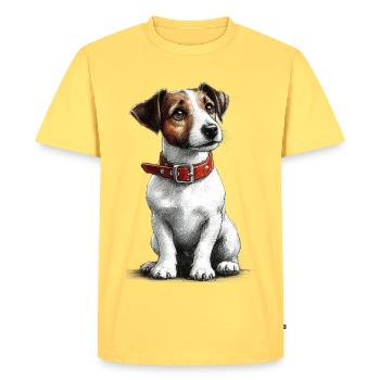 Jack Russel Terrier - T-shirt Premium bio Homme - jaune pastel - Devant - AI Model Male 185 dark (185cm)