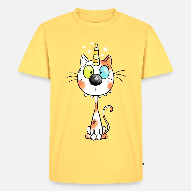 Mignon chat comique - T-shirt Premium bio Homme - jaune pastel