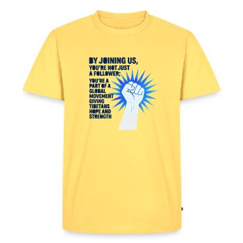 Tibetan Movement of Strength and Hope 2 - Men's Premium Organic T-Shirt - sky yellow - Front - AI Model Male 185 dark (185cm)