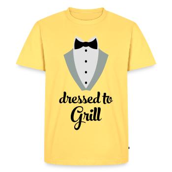 Tablier de cuisine drôle pour hommes - T-shirt Premium bio Homme - jaune pastel - Devant - AI Model Male 185 dark (185cm)
